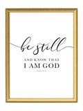 Be Still & Know — Psalm 46:10 Gold Framed Christian Wall Art | 12×16