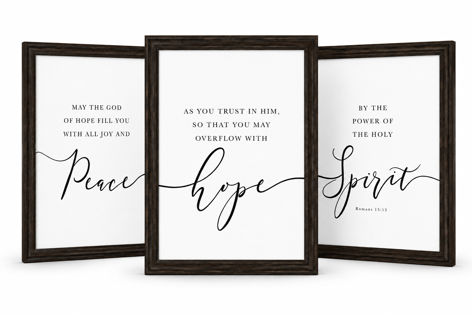 The Hope Collection™ | Romans 15:13 Dark Oak Framed Wall Art Set 12x16"