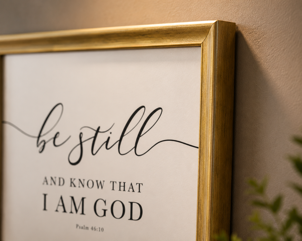 Be Still & Know — Psalm 46:10 Gold Framed Christian Wall Art | 12×16