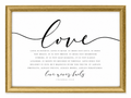 Love Never Fails — 1 Corinthians 13:4–8 | 24×36 Gold Framed Scripture Wall Art