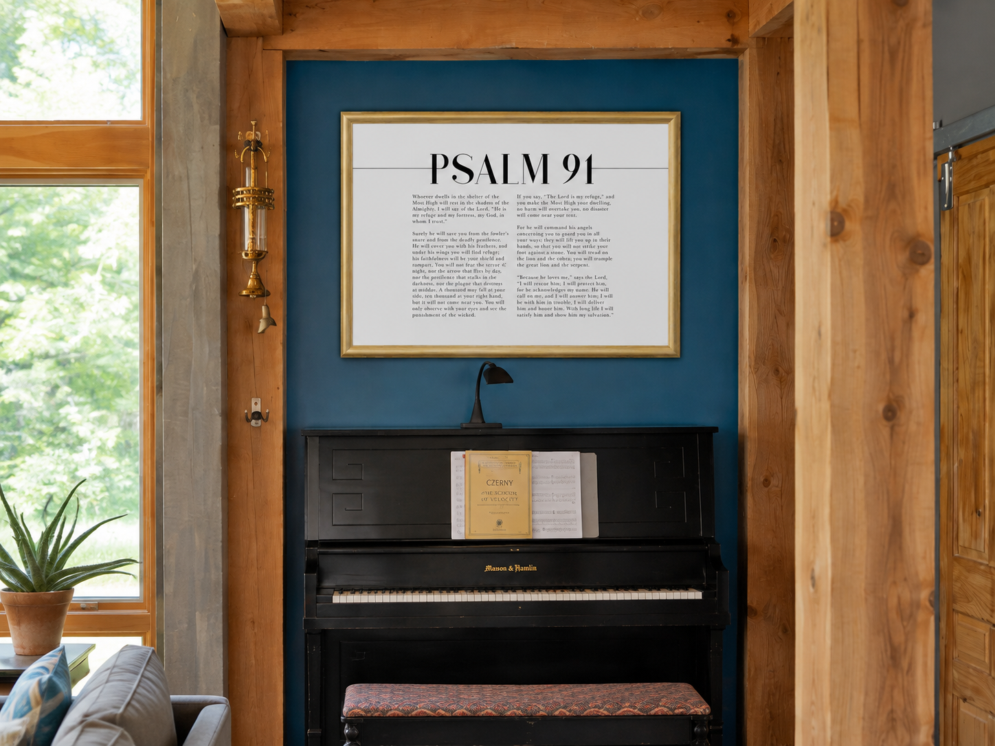 Psalm 91 — My Refuge & My Fortress | 24×36 Gold Framed Scripture Wall Art