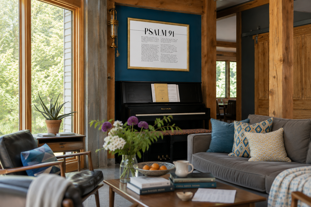 Psalm 91 — My Refuge & My Fortress | 24×36 Gold Framed Scripture Wall Art