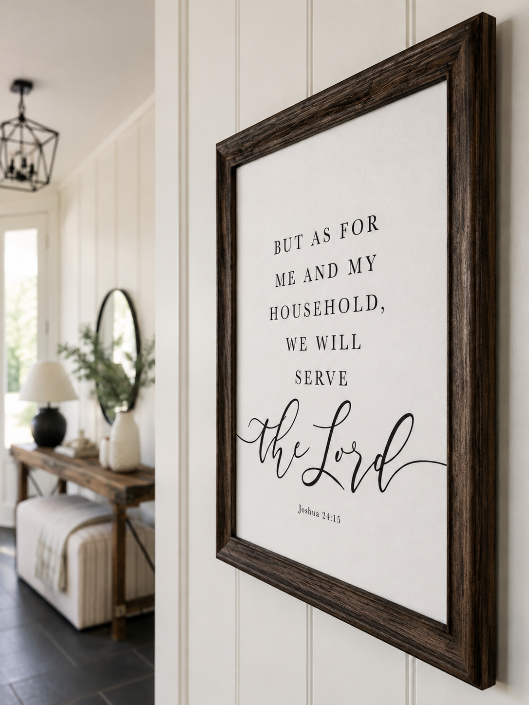 As for Me & My House — Joshua 24:15 | 12×16 Dark Oak Framed Scripture Wall Art