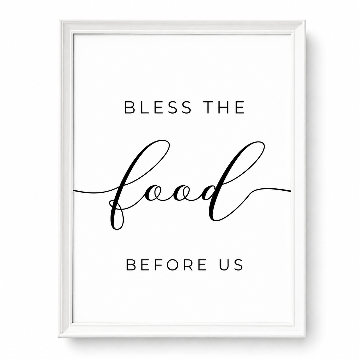 Bless the Food, Family & Love — 3-Piece Dining Prayer Set | 12×16 White Framed Wall Art