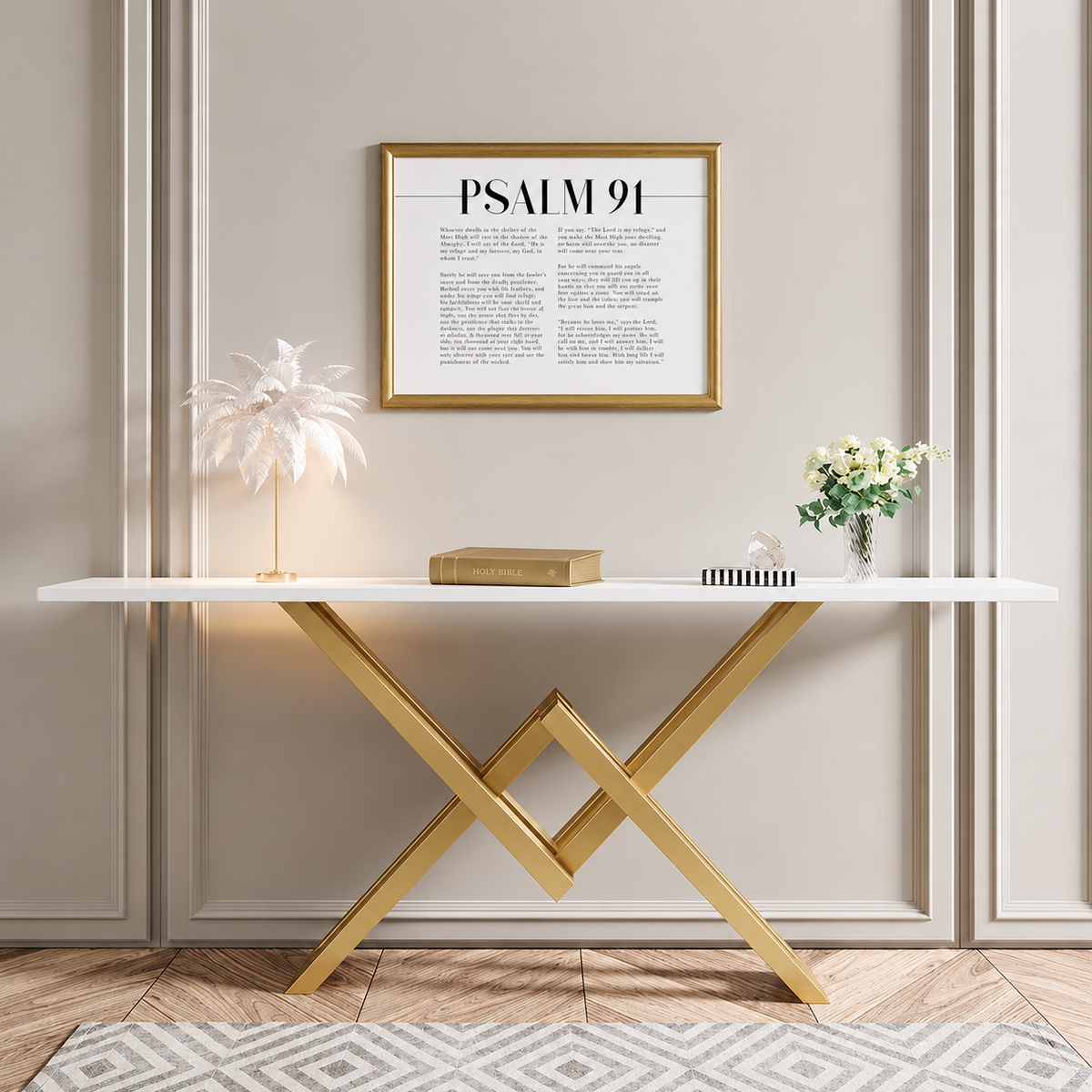 Psalm 91 — He Is My Refuge | 12×16 Gold Framed Scripture Wall Art