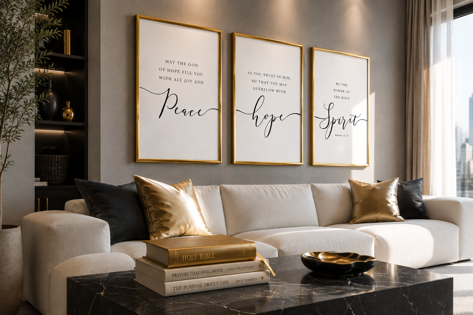 The Hope Collection™ | Romans 15:13 Gold XL Wall Set 24x36"